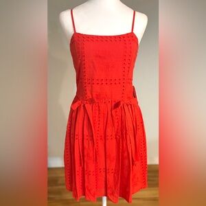 NWT, City Vibe, Eyelet Bow Detail Summer Red Minidress, Size Junior’s Medium